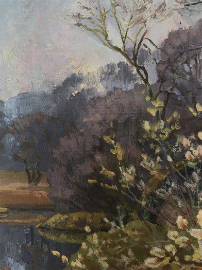 Oil painting Blooming forest in spring Vladimir Batrakov