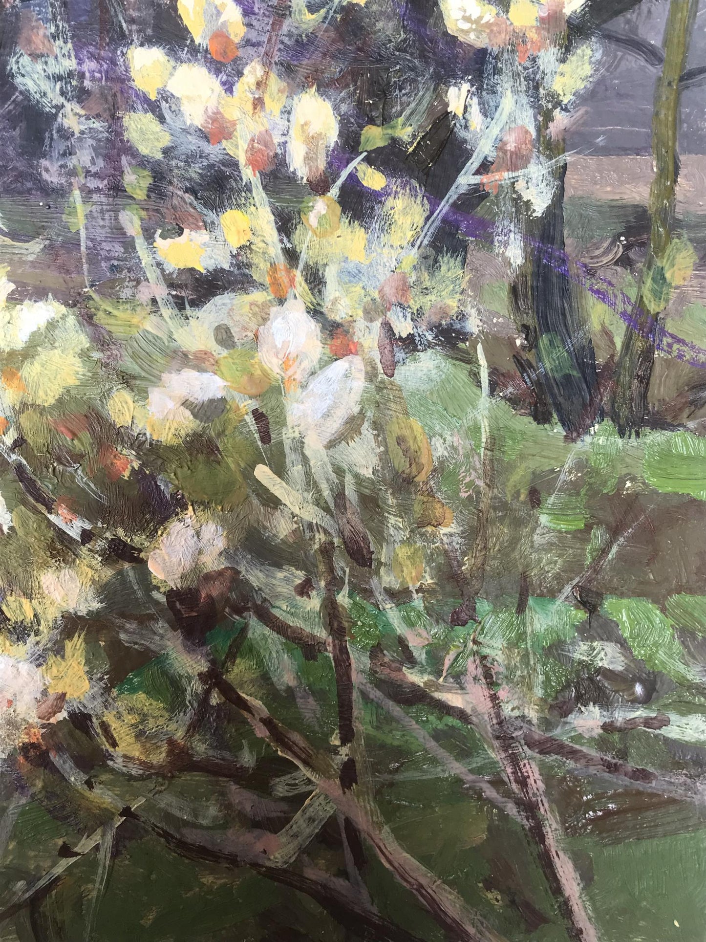 Oil painting Blooming forest in spring Vladimir Batrakov