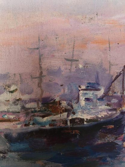 Oil painting Yacht club Kuzeminsky Nikolay Borisovich