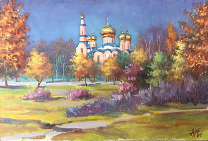 Oil painting Church landscape Kuzeminsky Nikolay Borisovich