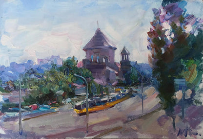 Oil painting View from the station Kuzeminsky Nikolay Borisovich