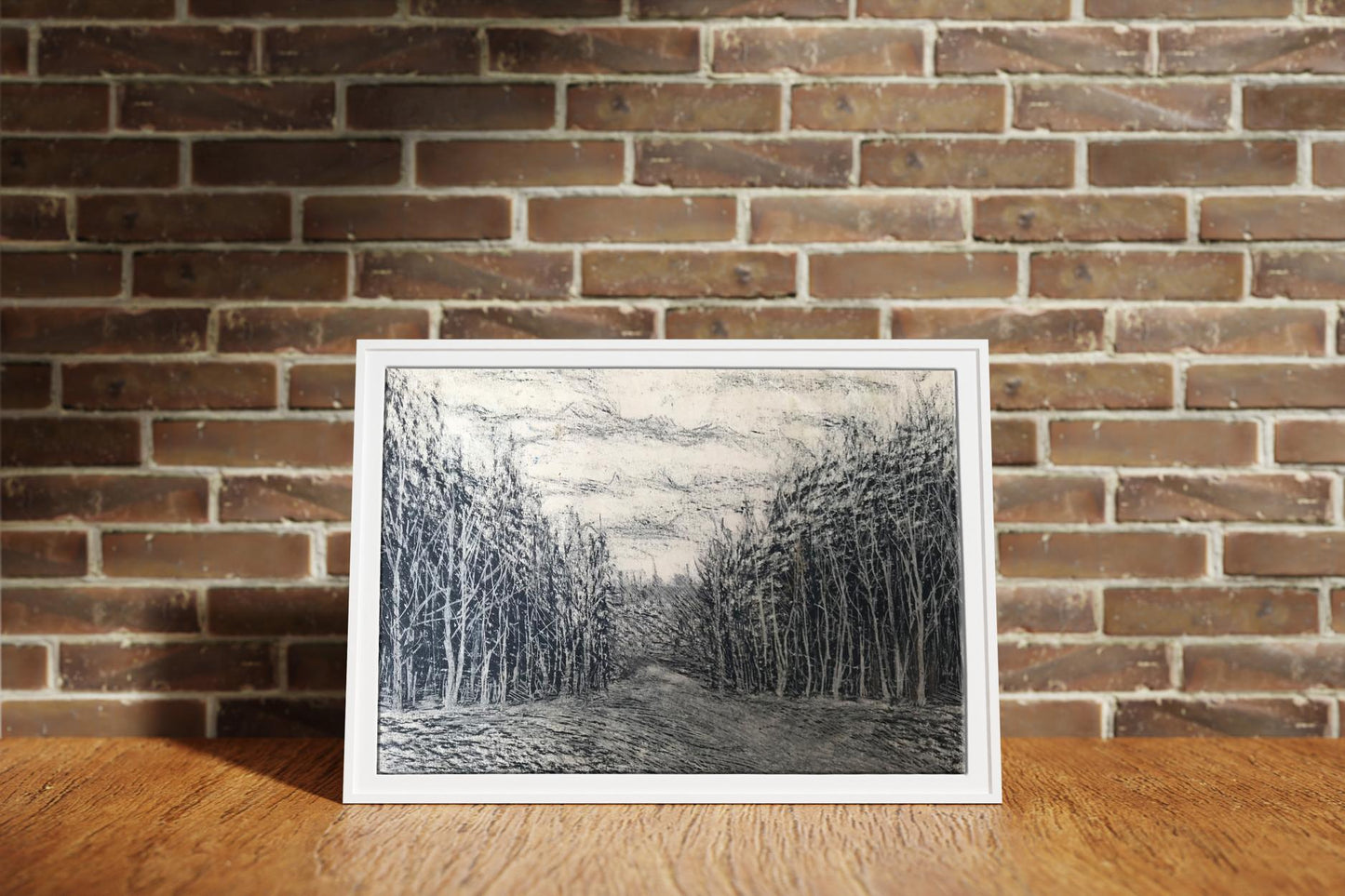Graphic painting Winter forest Unknown artist