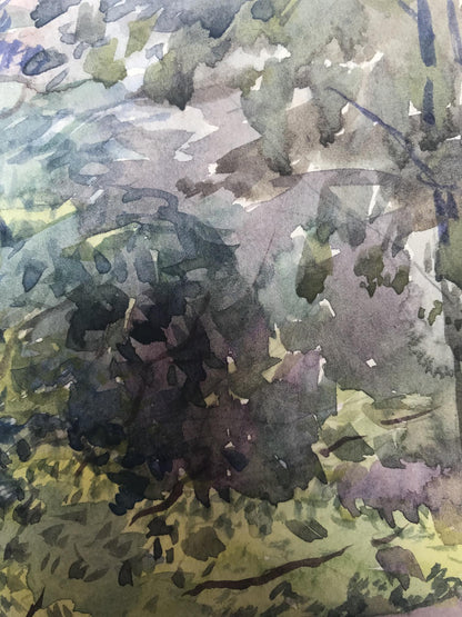 Watercolor painting In forests Wihyrovskii Victor