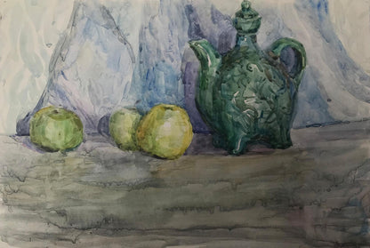 Watercolor painting A tea set Unknown artist