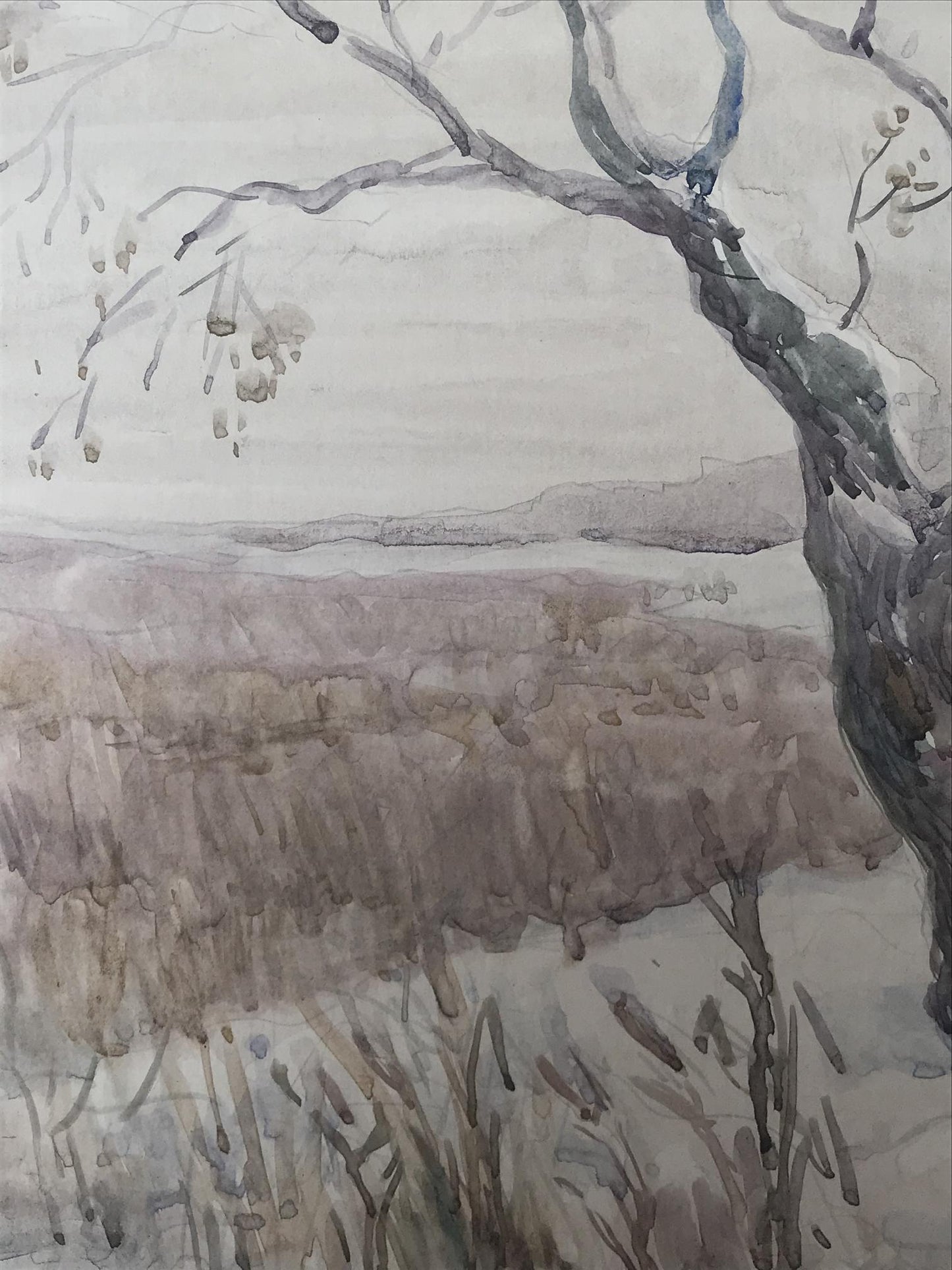 Watercolor painting Winter's end Wihyrovskii Victor