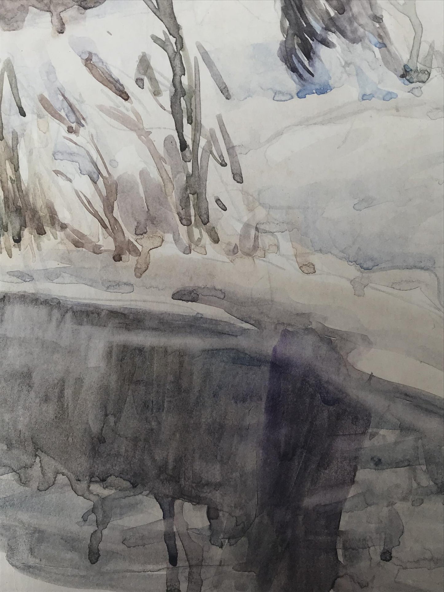 Watercolor painting Winter's end Wihyrovskii Victor