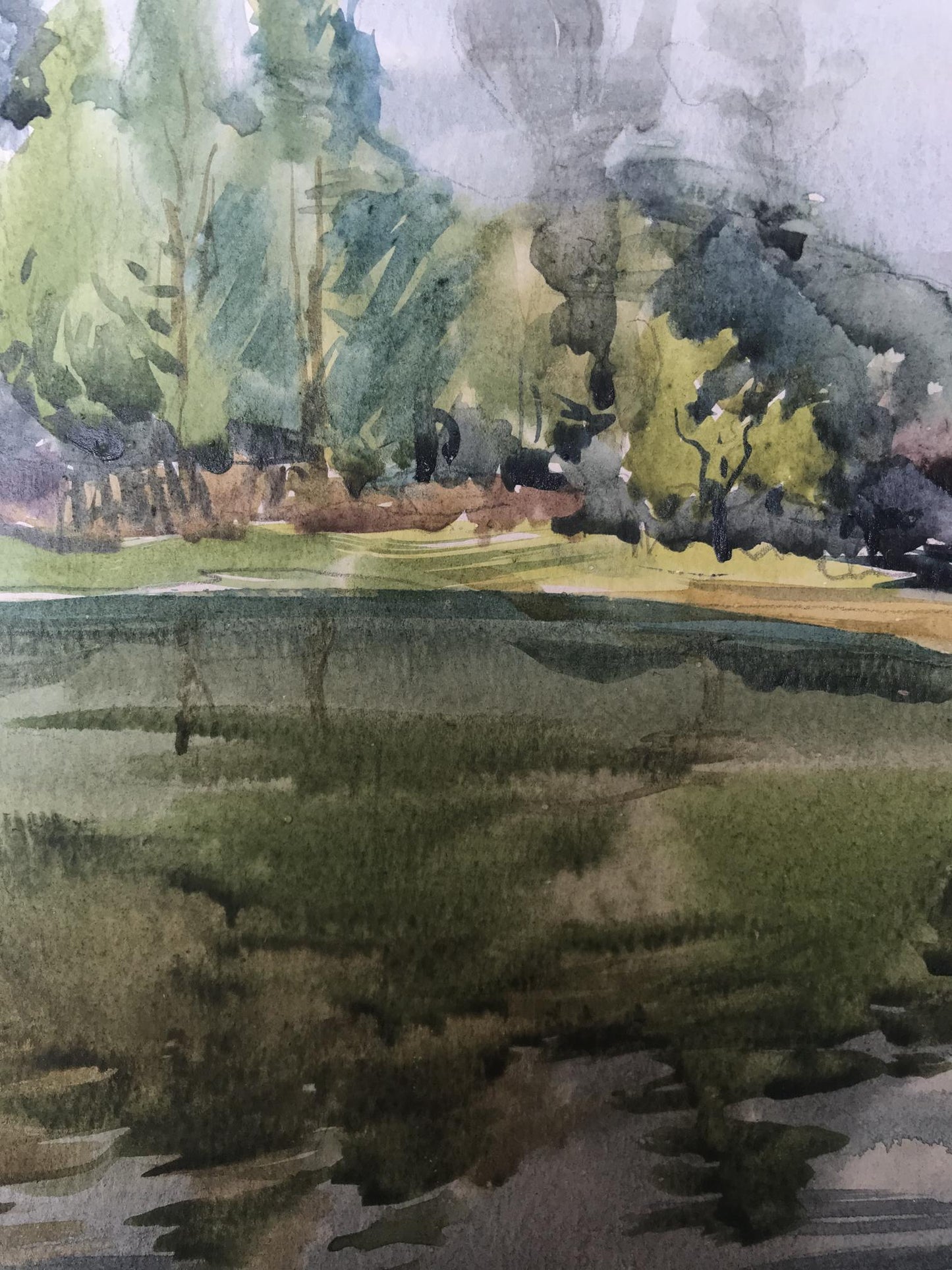 Watercolor painting Outdoors in the forest Unknown artist