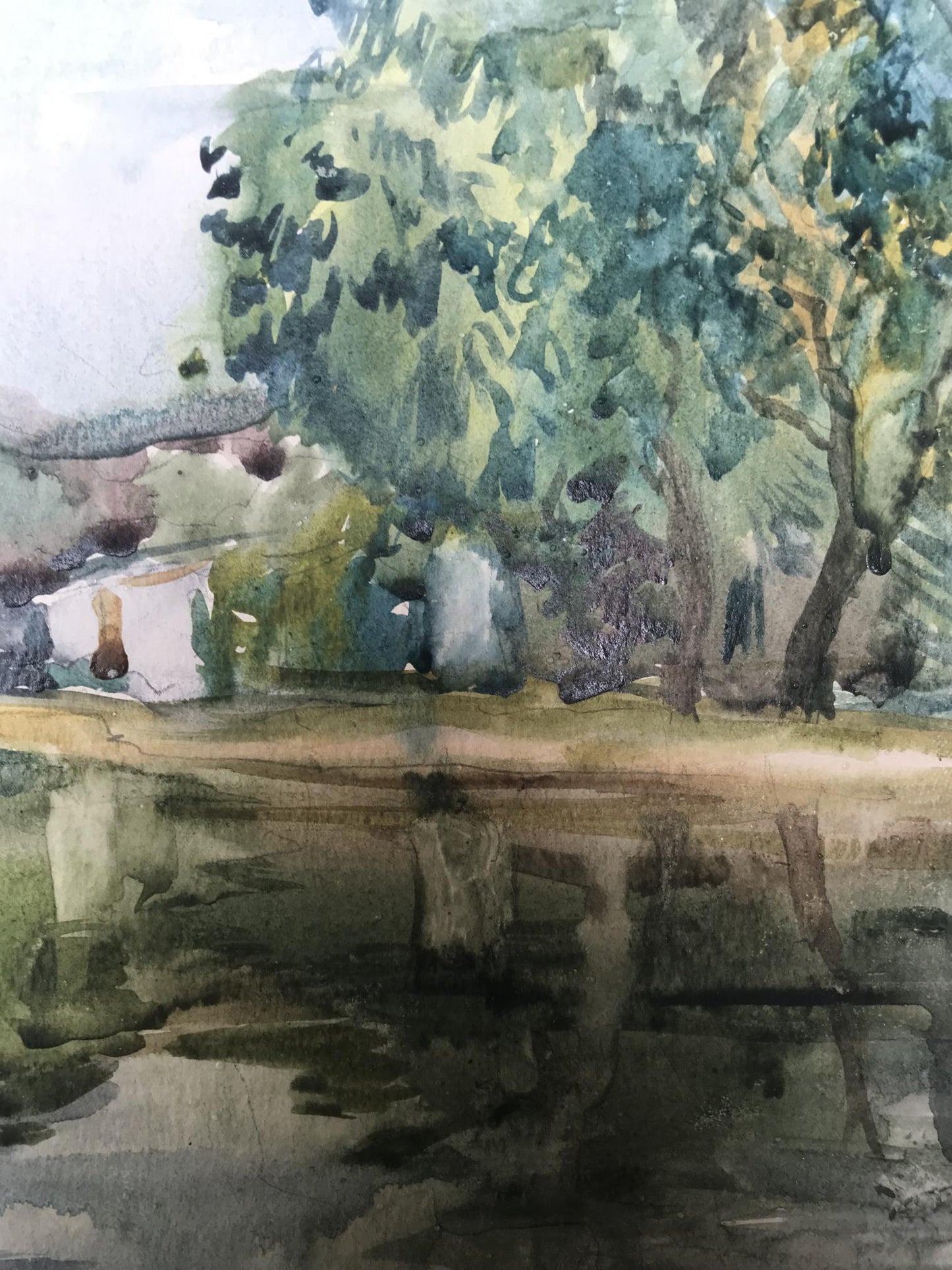 Watercolor painting Outdoors in the forest Unknown artist