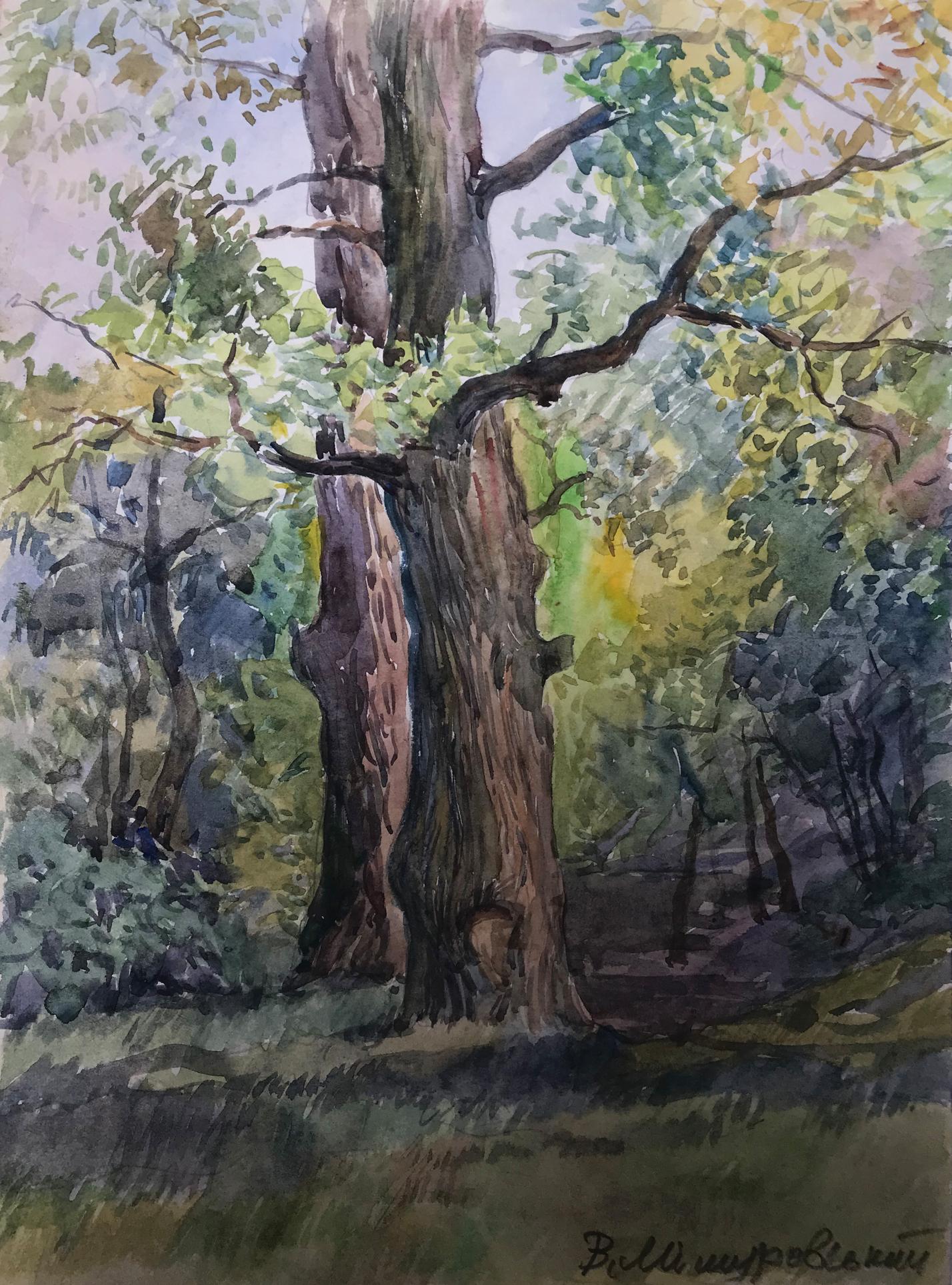 Watercolor painting Once upon a time in the forest Wihyrovskii Victor