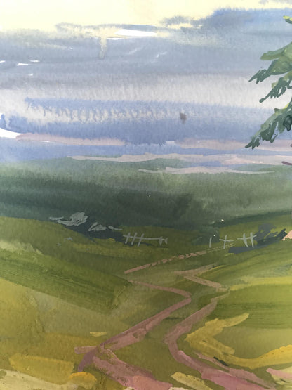Watercolor painting Road in the field Unknown artist