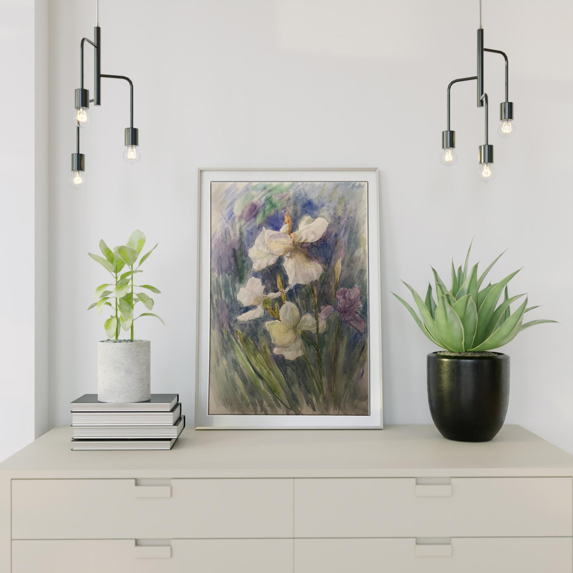 Watercolor painting Lilies