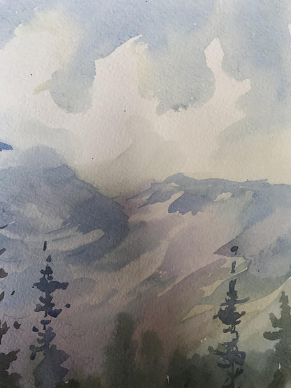 Watercolor painting Holidays in the mountains Unknown artist