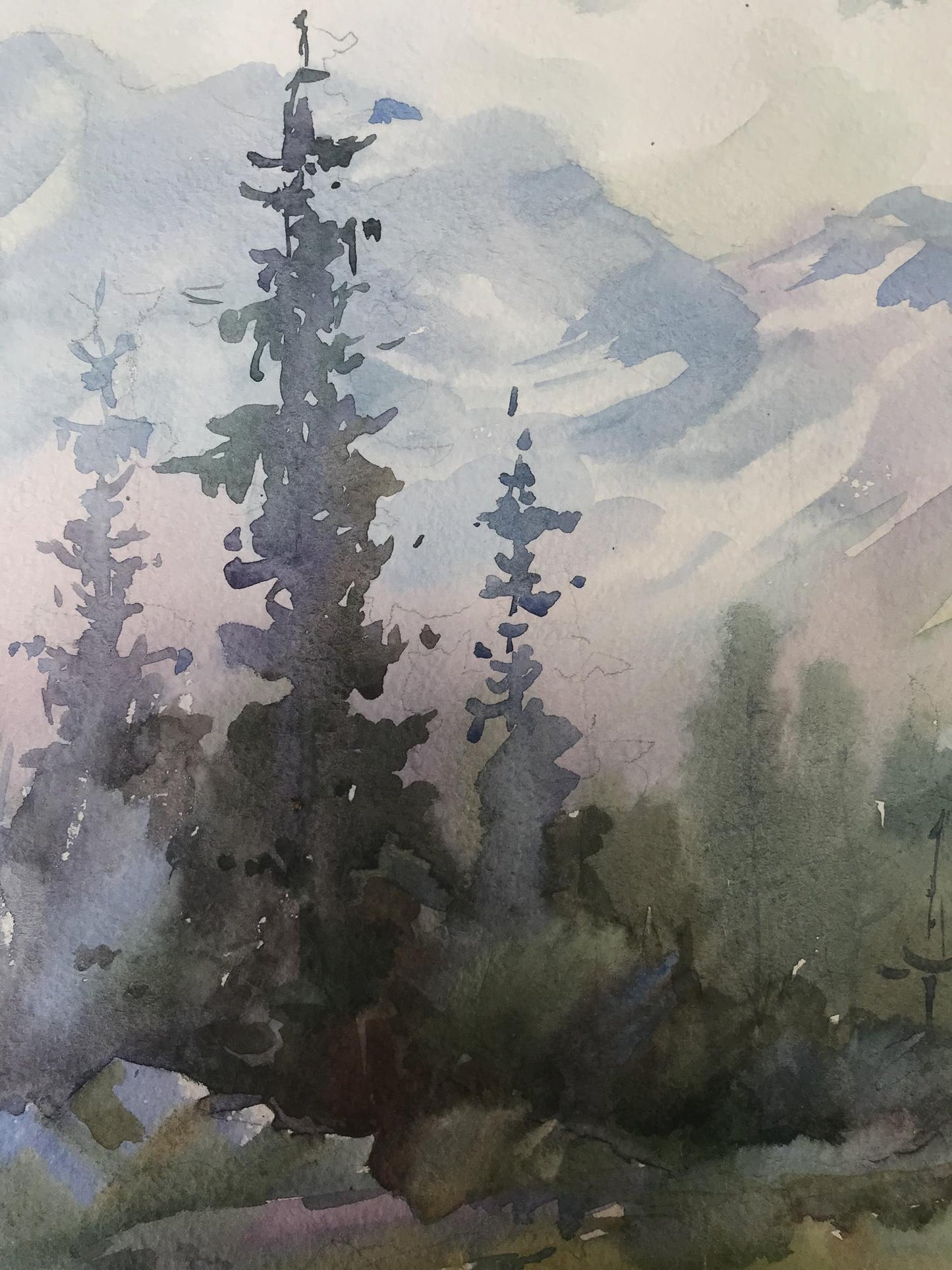 Watercolor painting Holidays in the mountains Unknown artist