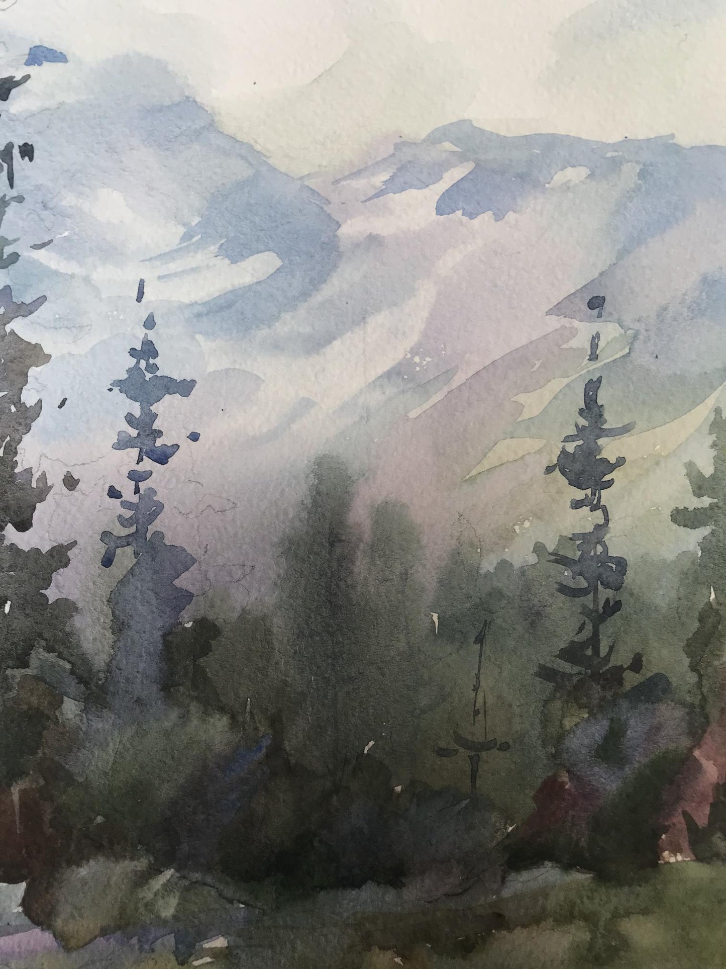 Watercolor painting Holidays in the mountains Unknown artist