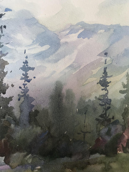 Watercolor painting Holidays in the mountains Unknown artist