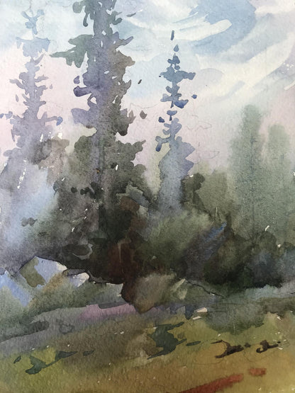 Watercolor painting Holidays in the mountains Unknown artist