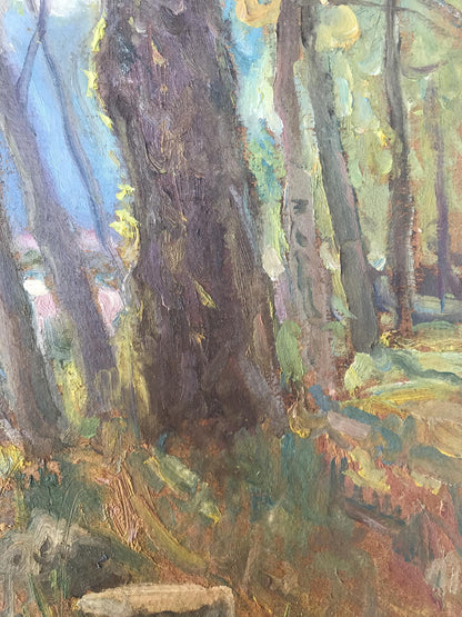 Oil painting Walk in the woods Unknown artist