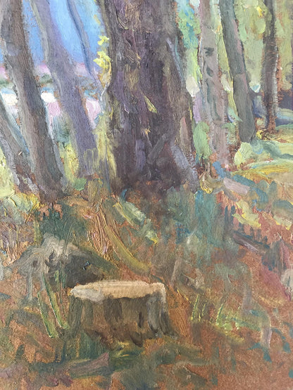 Oil painting Walk in the woods Unknown artist