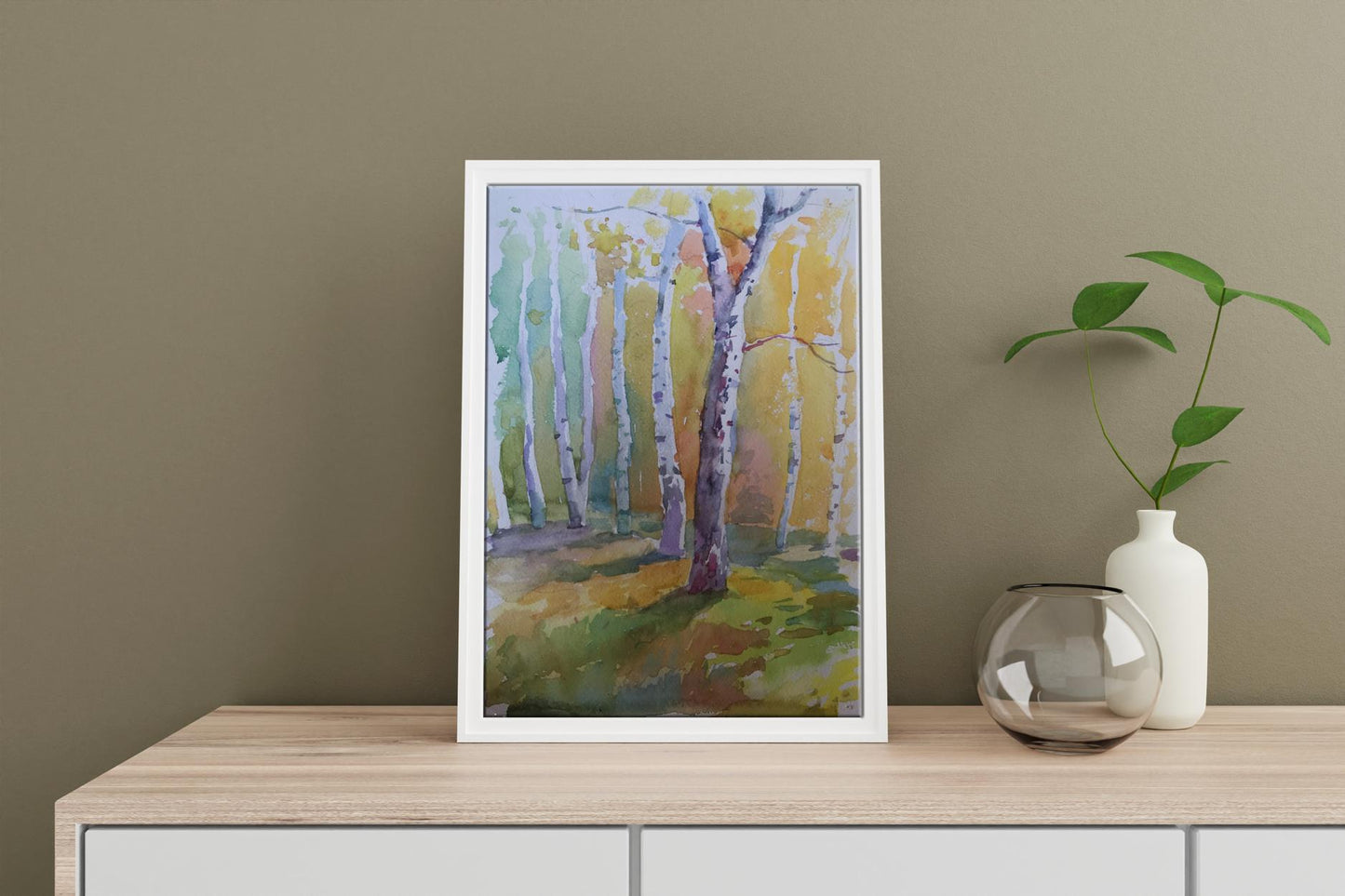 Watercolor painting Birch forest Unknown artist