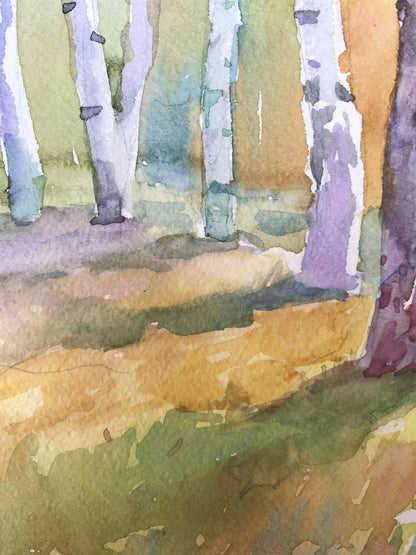 Watercolor painting Birch forest Unknown artist