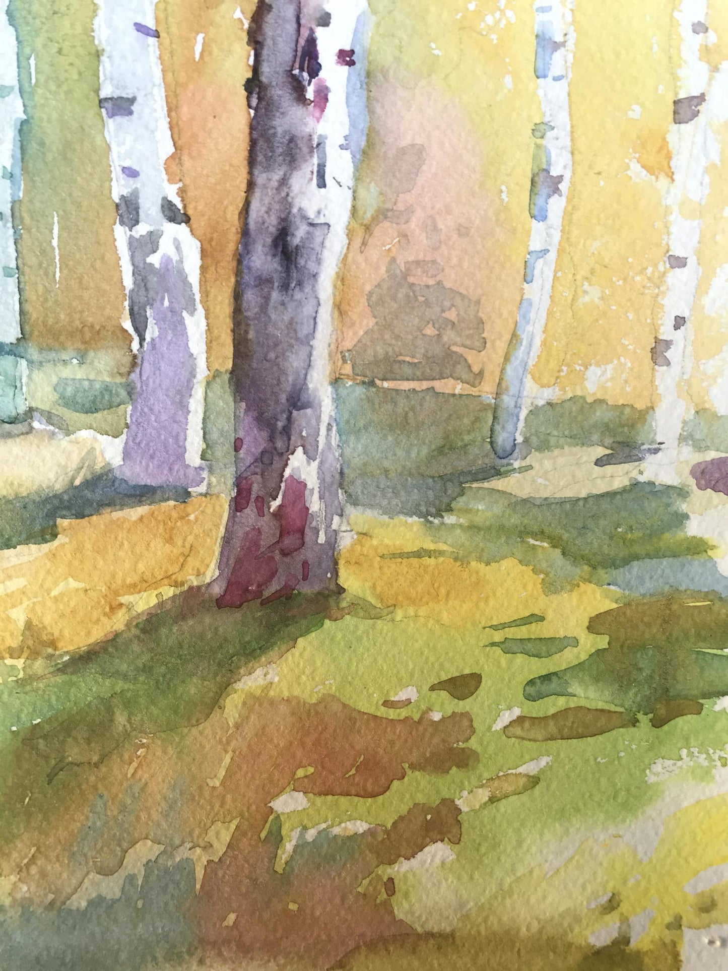 Watercolor painting Birch forest Unknown artist