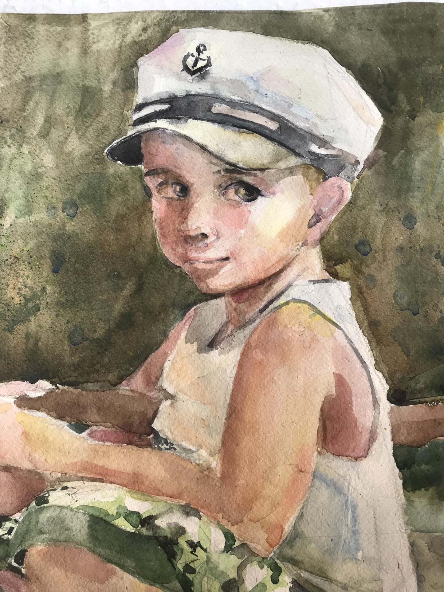 Watercolor painting Young sailor Unknown artist