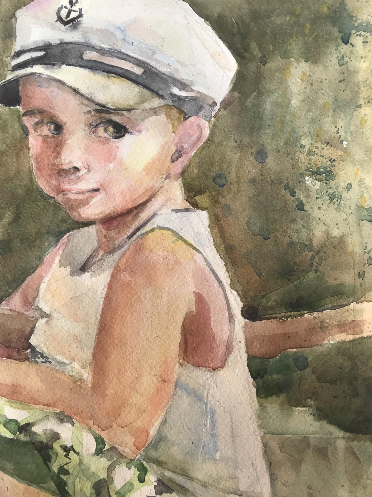 Watercolor painting Young sailor Unknown artist