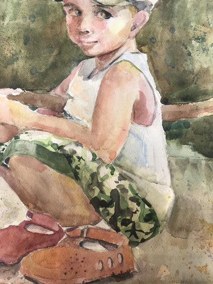 Watercolor painting Young sailor Unknown artist