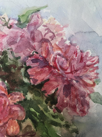 Floral bouquet illustrated in watercolor by a mystery artist