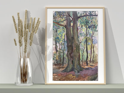 Tempera painting Forest oaks Myshurovsky Victor