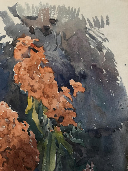 Watercolor painting Flowers Still life