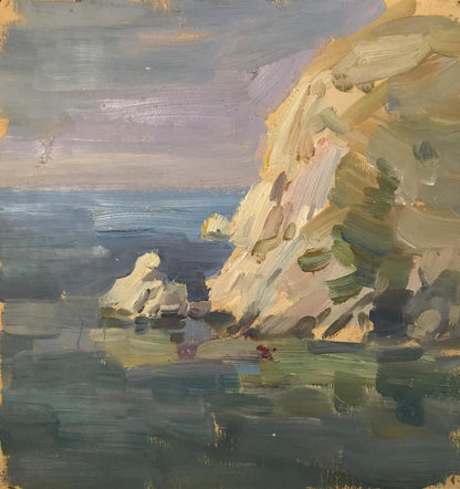 Oil painting Rocky coast Unknown artist