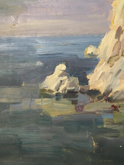 Oil painting Rocky coast Unknown artist