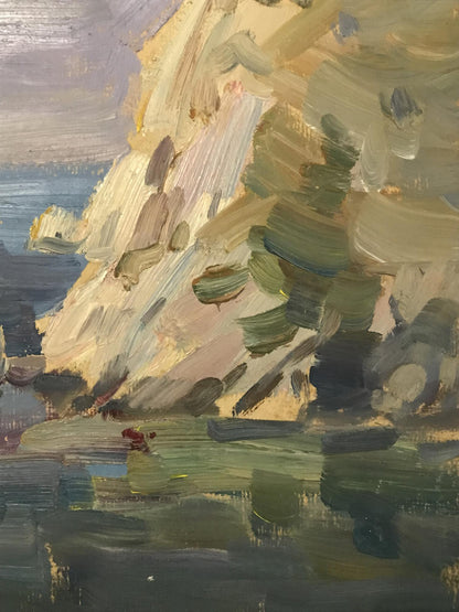 Oil painting Rocky coast Unknown artist