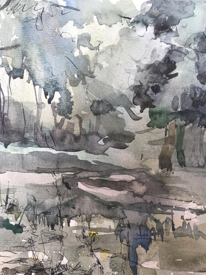 Watercolor painting In the dense forest Unknown artist