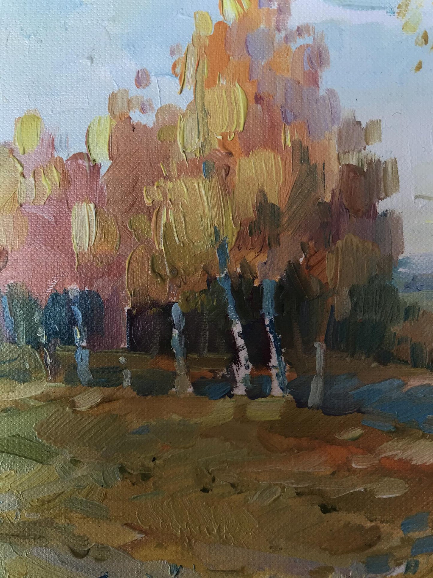 Oil painting Golden forest landscape Unknown artist