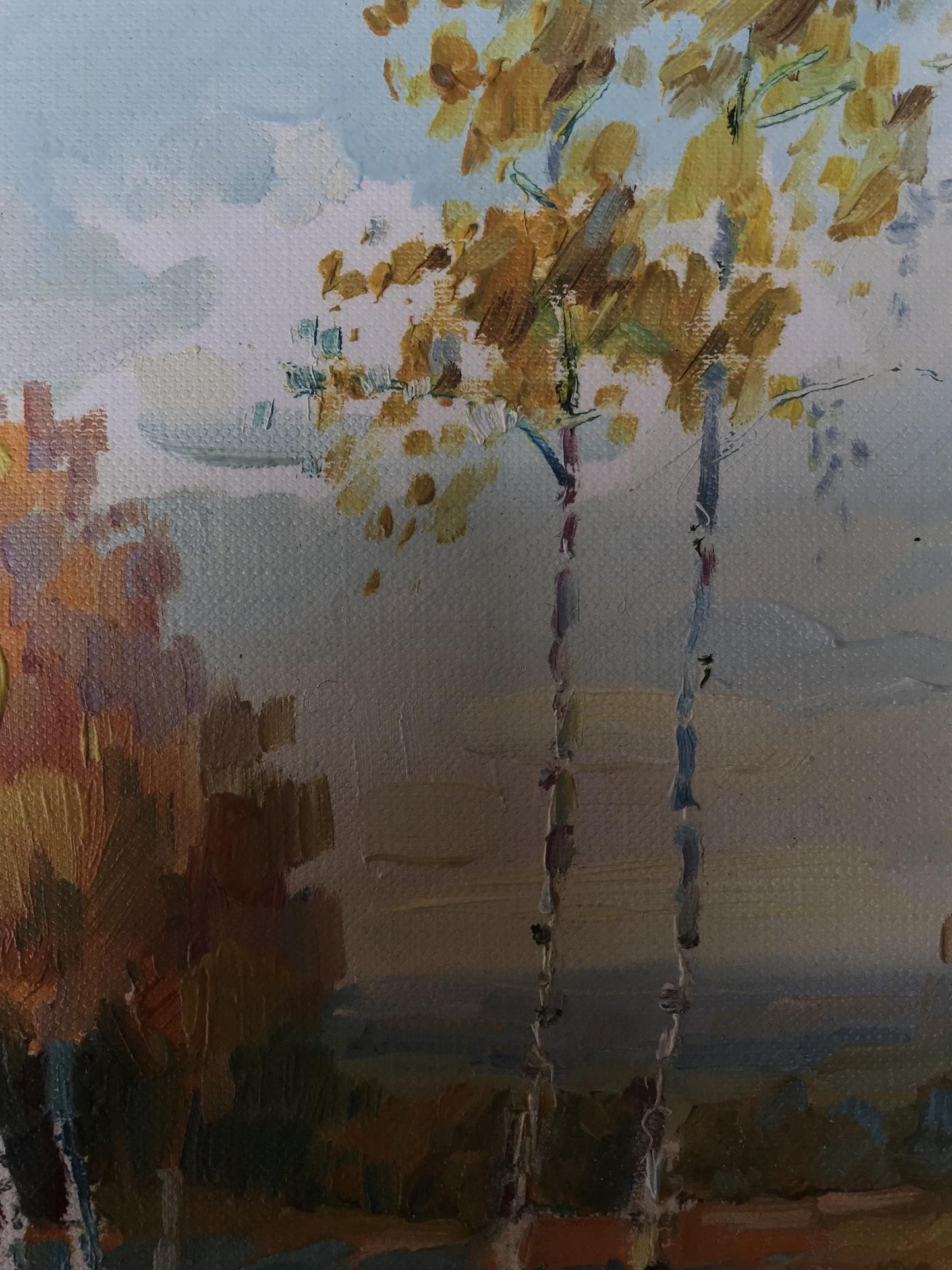 Oil painting Golden forest landscape Unknown artist