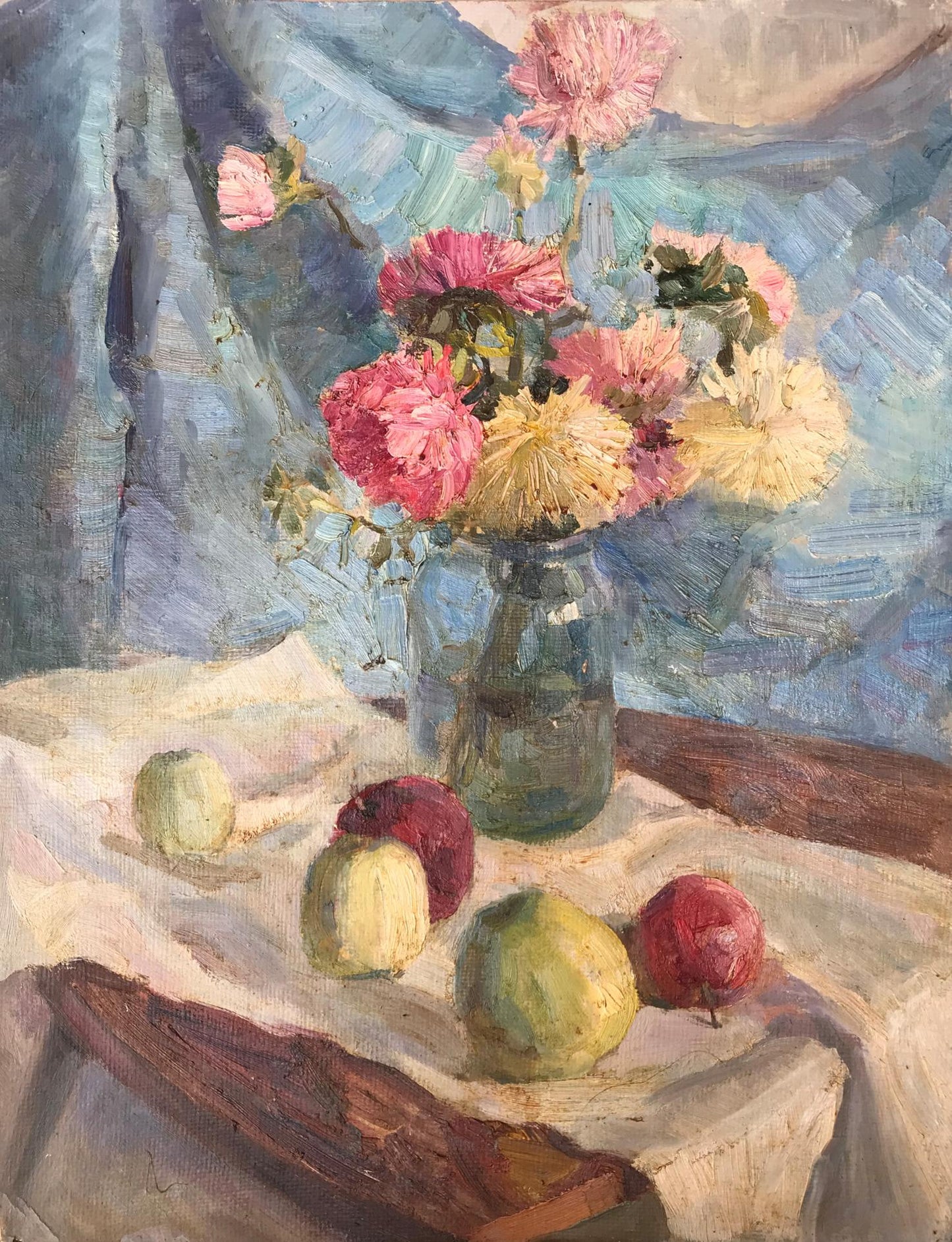 Oil painting Flowers and apples Myshurovsky Victor