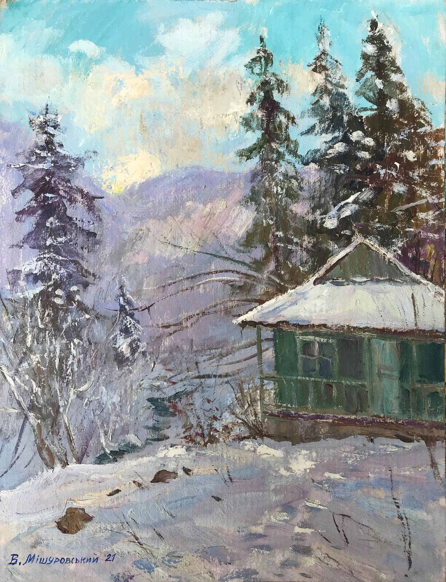 Oil painting Winter in Yaremche Myshurovsky Victor