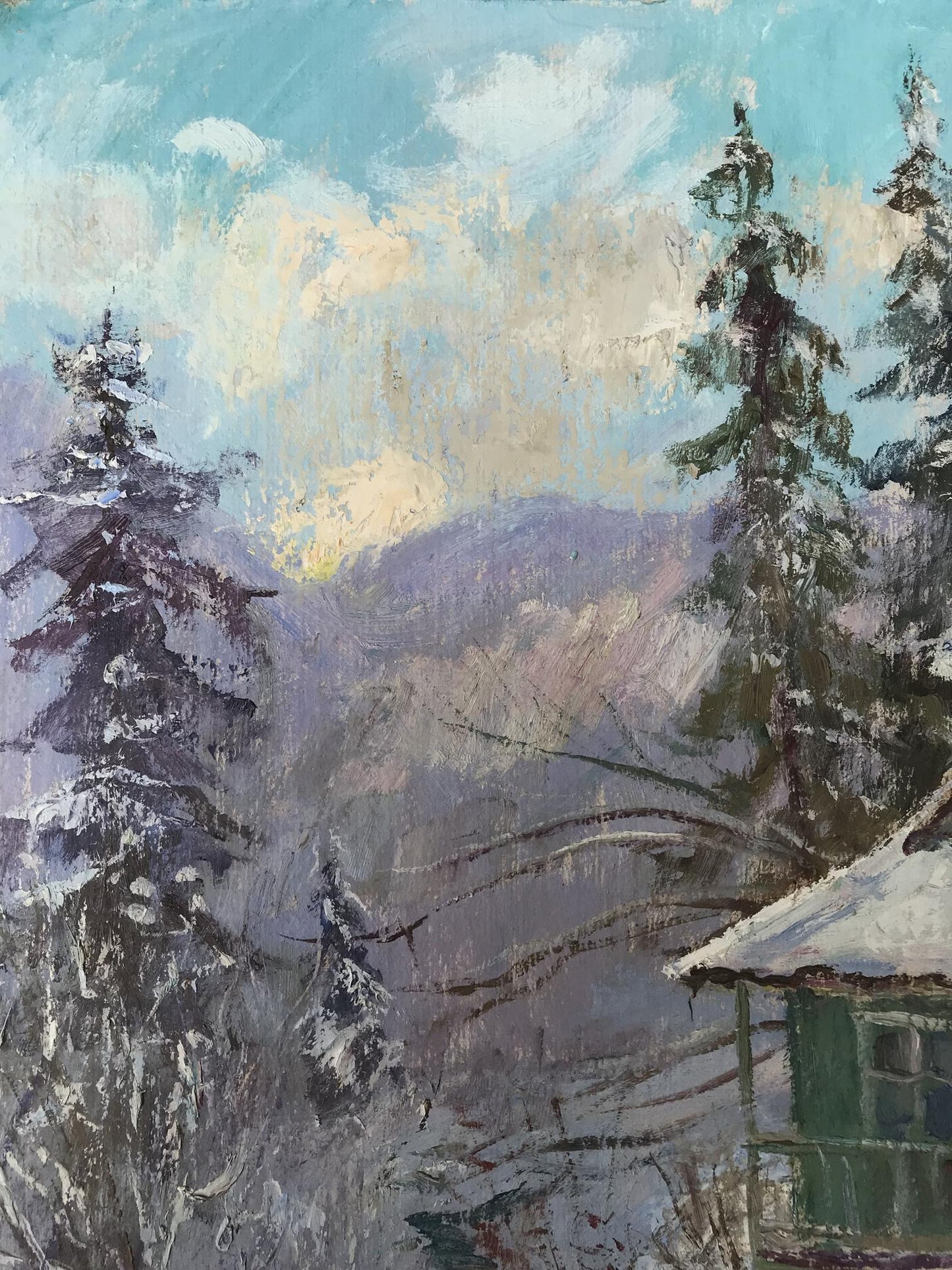 Oil painting Winter in Yaremche Wihyrovskii Victor