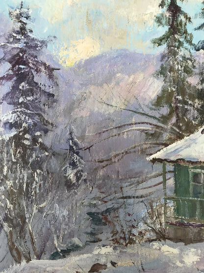 Oil painting Winter in Yaremche Wihyrovskii Victor