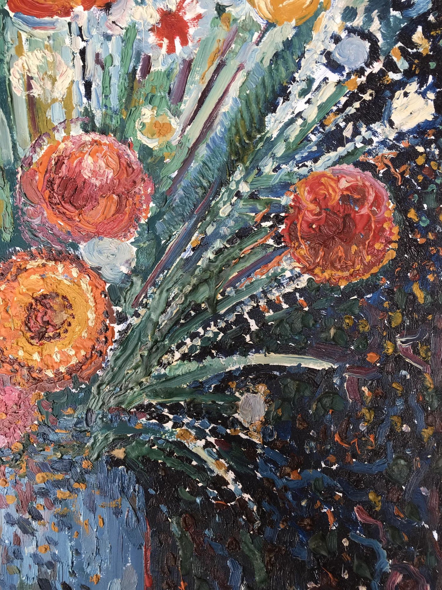 Abstract oil painting Beautiful bouquet of flowers Unknown artist