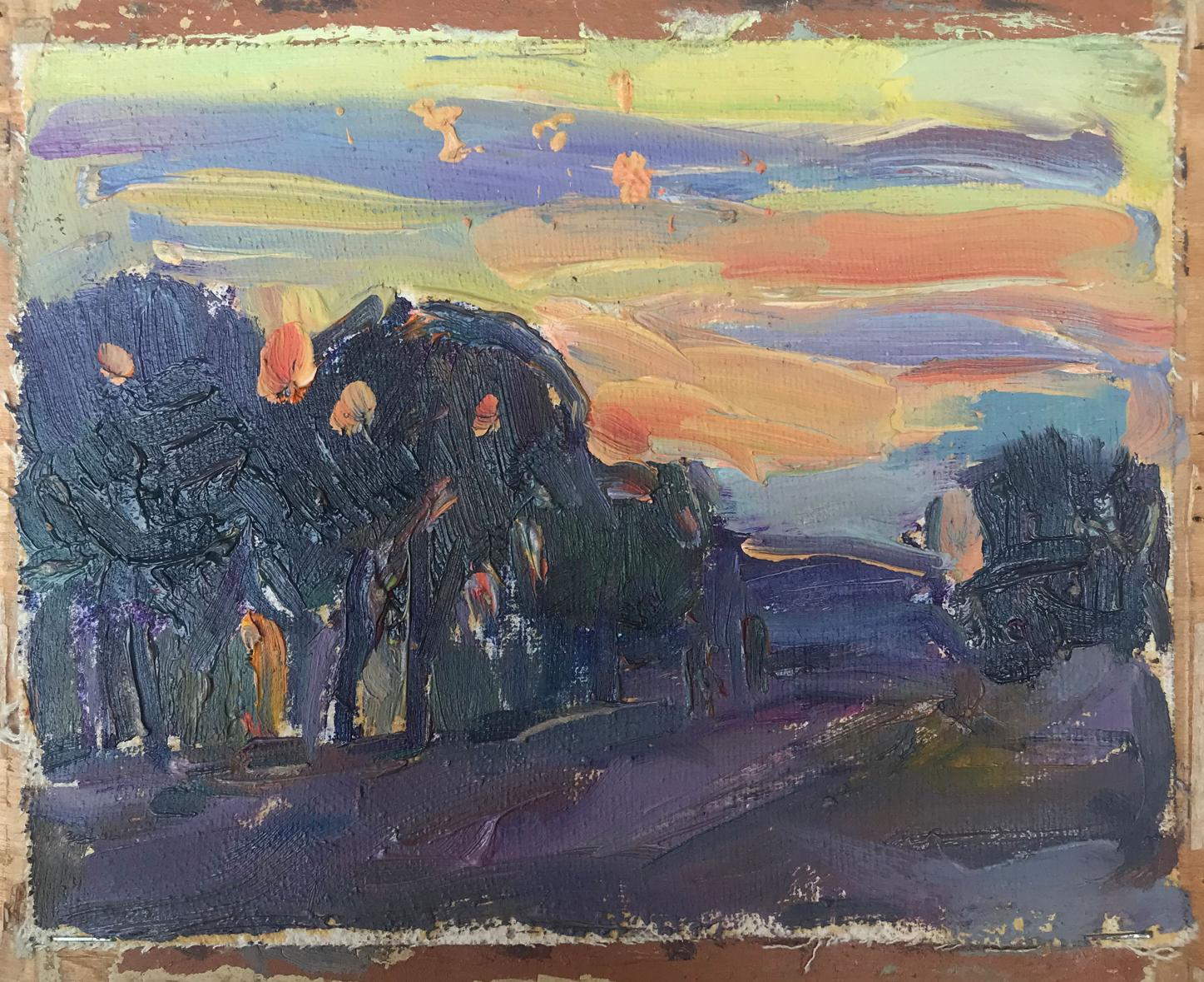Oil painting Evening park Peter Dobrev
