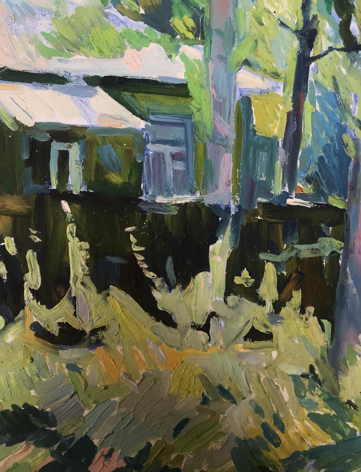 Peter Dobrev’s oil canvas showcasing a "House in the Forest"
