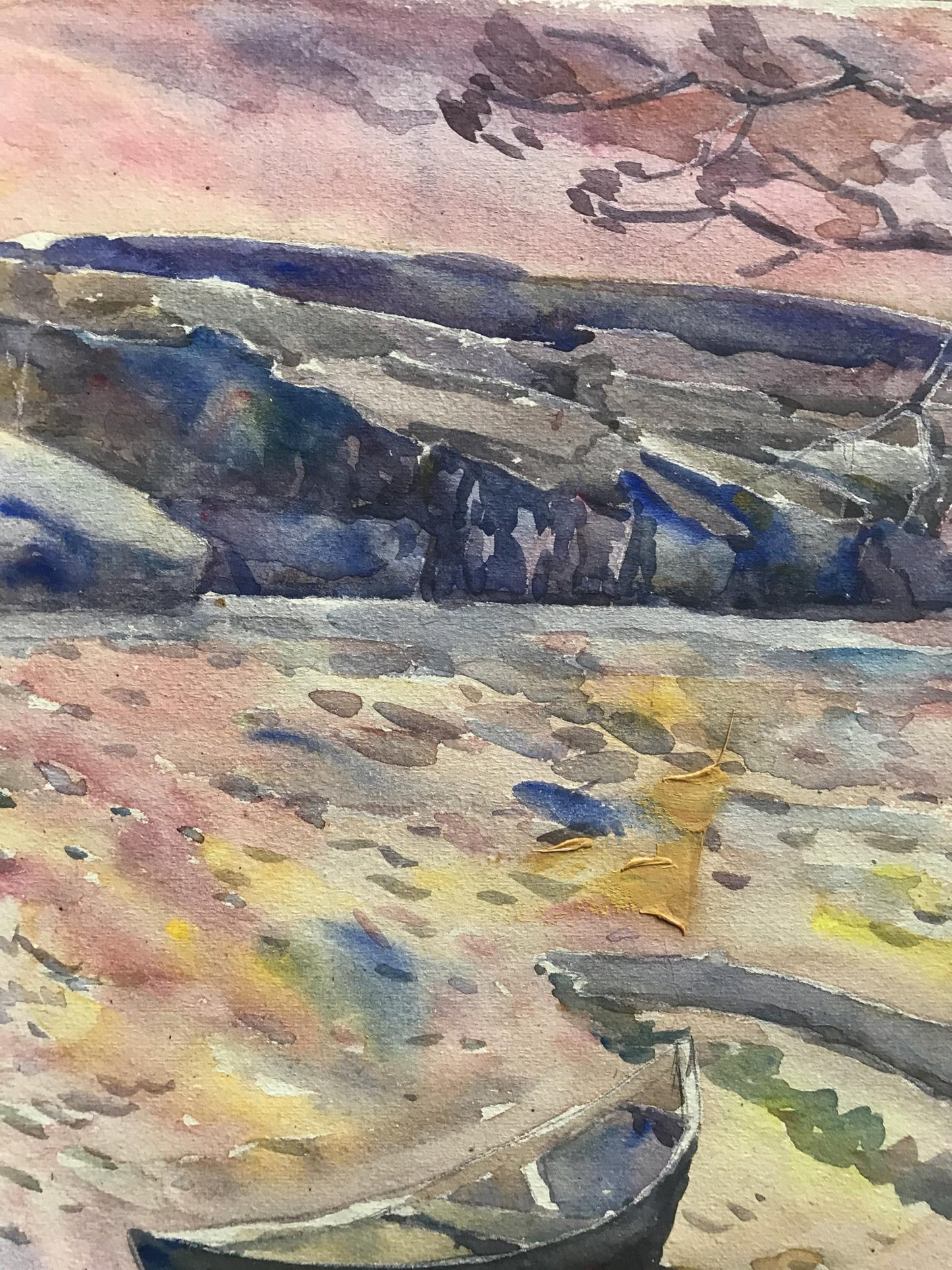 Watercolor painting On the shore Unknown artist
