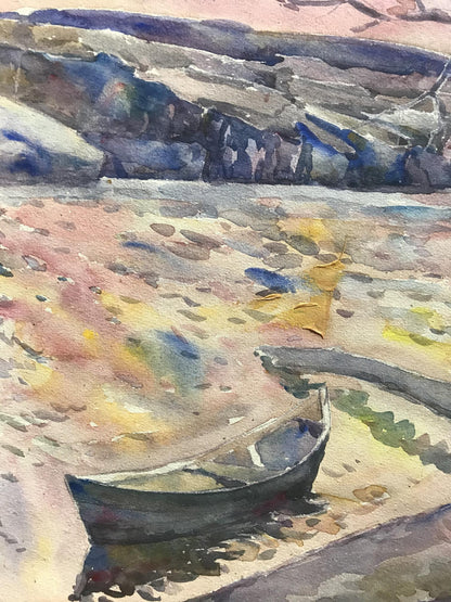 Watercolor painting On the shore Unknown artist