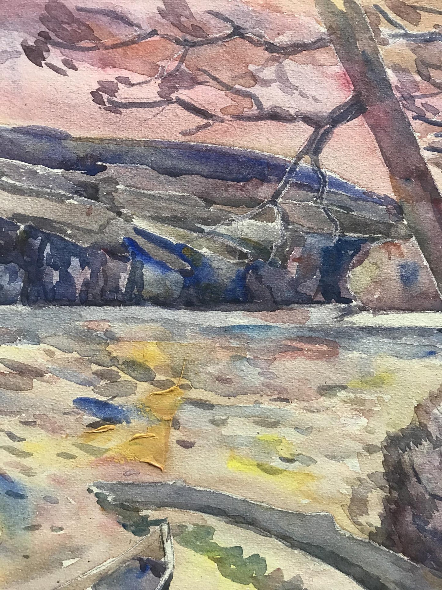 Watercolor painting On the shore Unknown artist