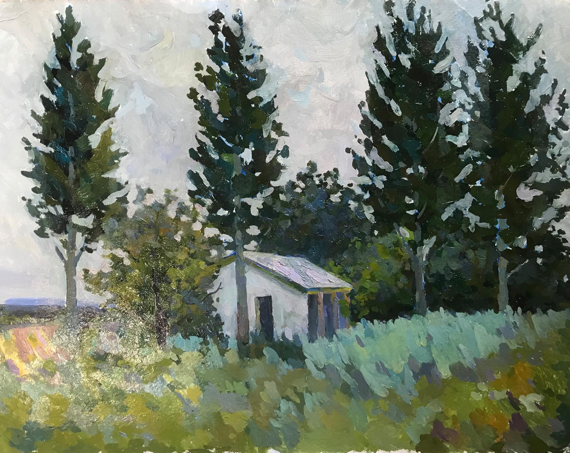 Oil painting Carpathian forests Peter Dobrev