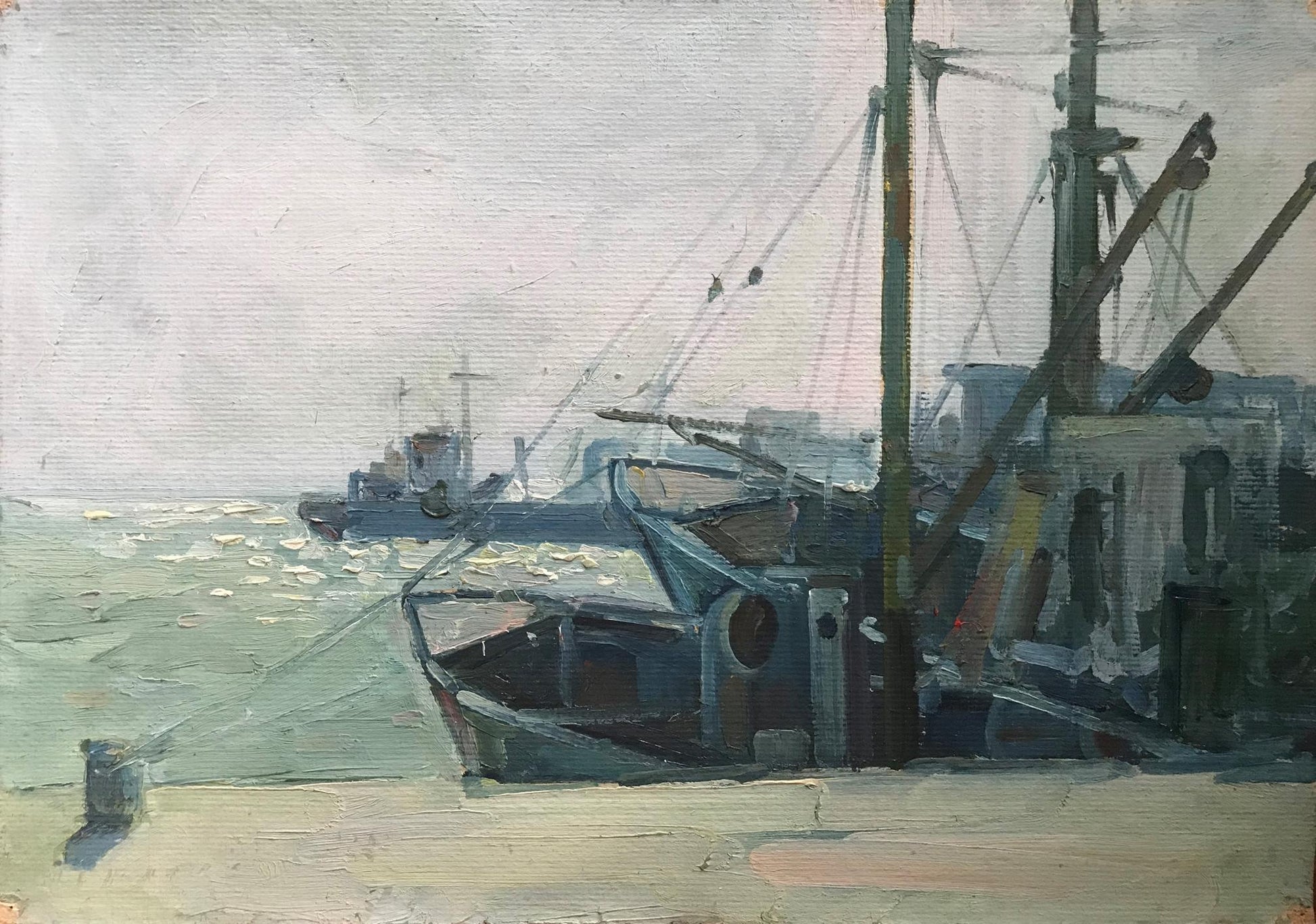 Oil painting On the pier Peter Dobrev