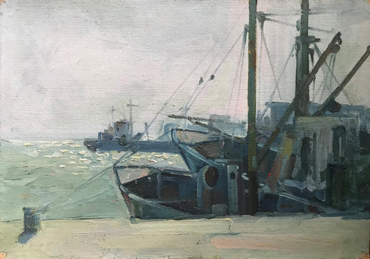 Oil painting On the pier Peter Dobrev